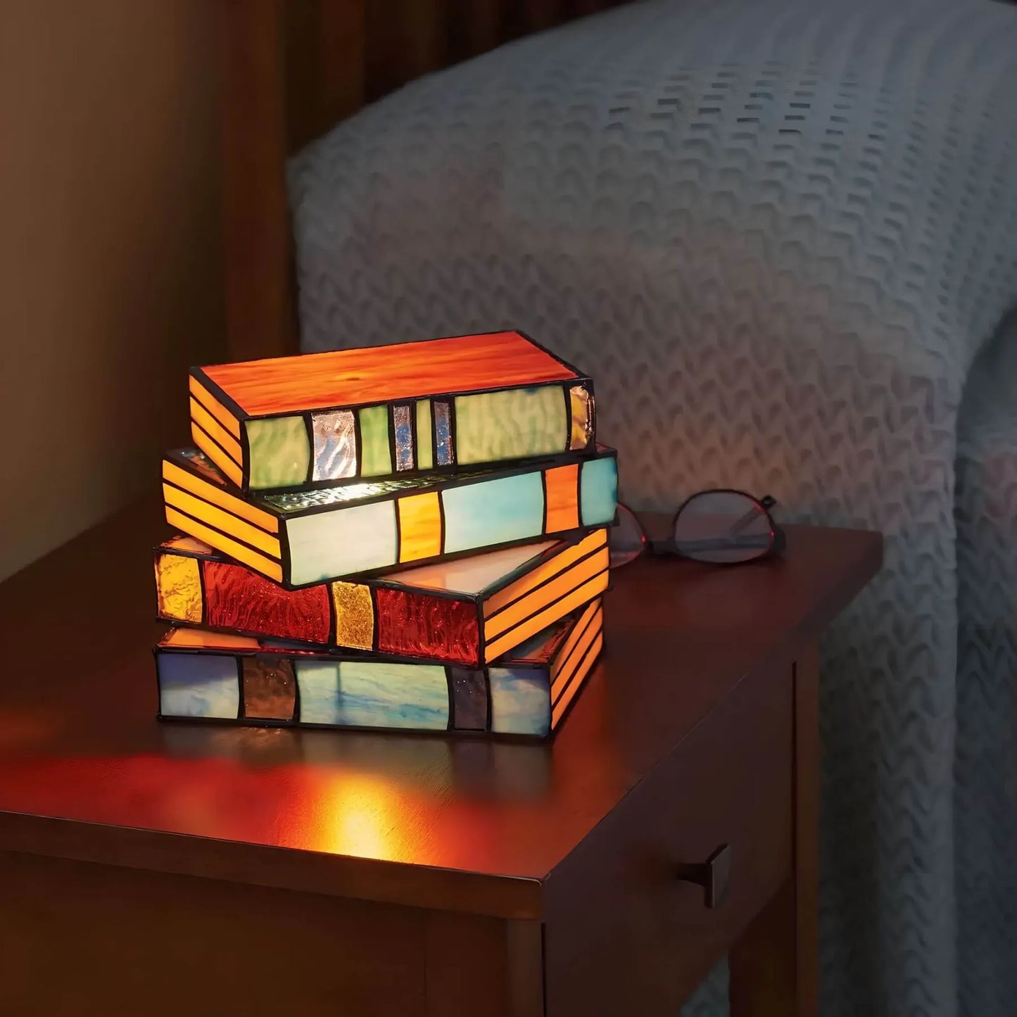 Literary Glow Table Lamp with Handcrafted Glass Design