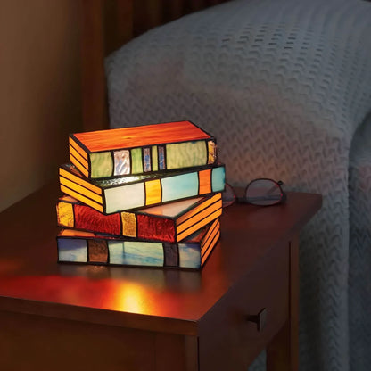 Literary Glow Table Lamp with Handcrafted Glass Design