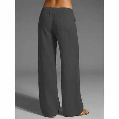 Breezy Cotton-Linen Pants with Stretchy Waistband for Summer Comfort