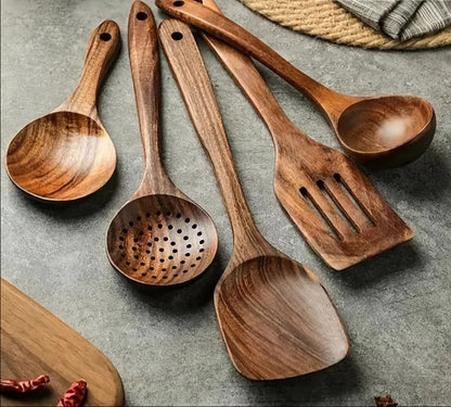 Eco-Friendly Teak Wood Cooking Utensil Collection