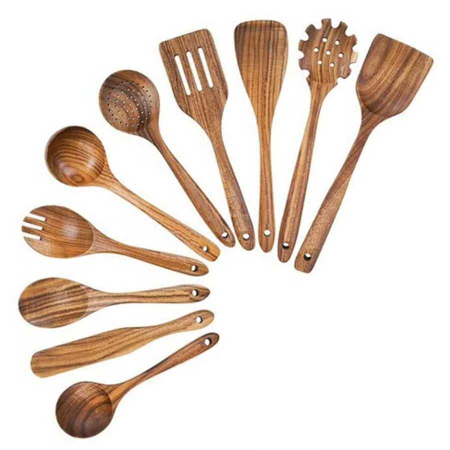 Eco-Friendly Teak Wood Cooking Utensil Collection