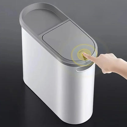 Compact and Stylish Trash Bin with Easy-Press Lid