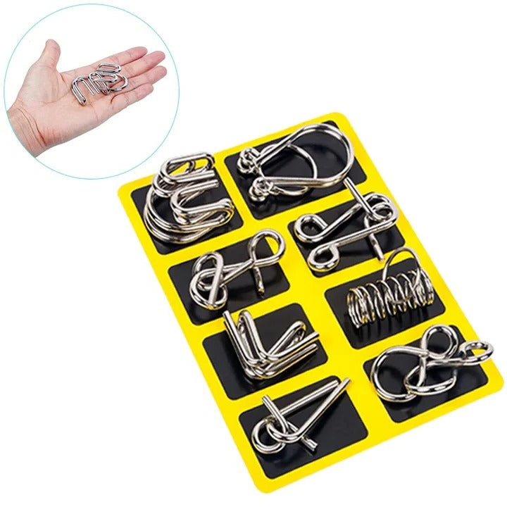 Engaging Metal Puzzle Ring Set: 8 Unique Challenges for All Ages