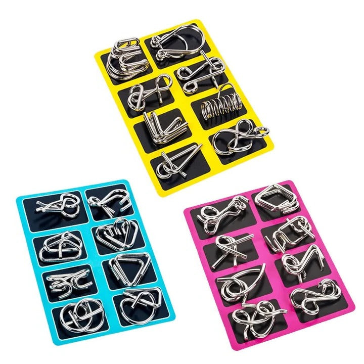 Engaging Metal Puzzle Ring Set: 8 Unique Challenges for All Ages