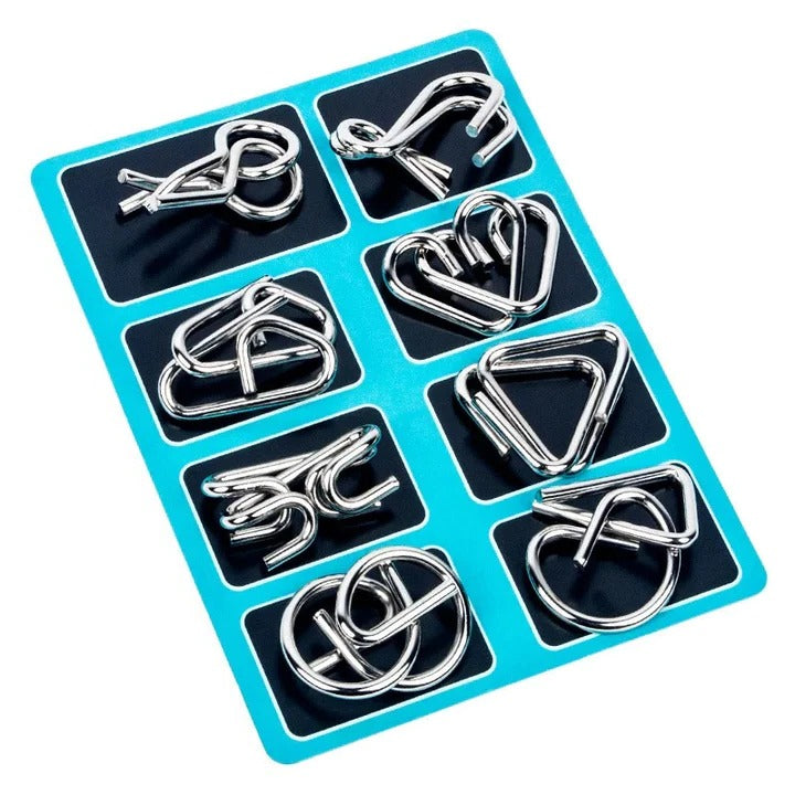 Engaging Metal Puzzle Ring Set: 8 Unique Challenges for All Ages