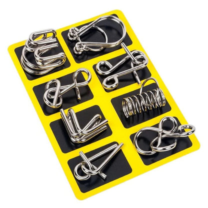 Engaging Metal Puzzle Ring Set: 8 Unique Challenges for All Ages