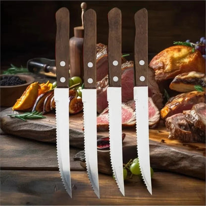 Elegant Steak Knives with Premium Wooden Handles