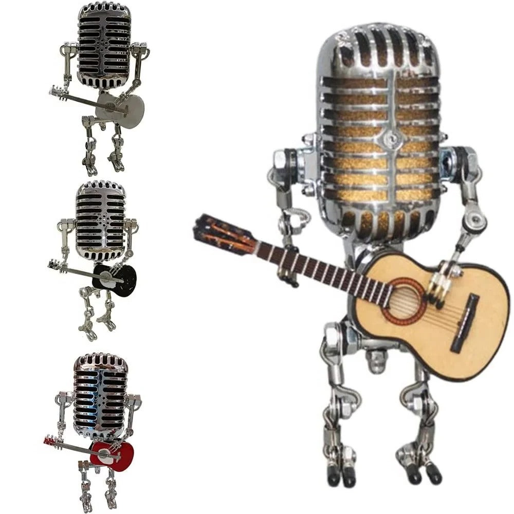 Artisan Robot Lamp with Guitar & Microphone Design