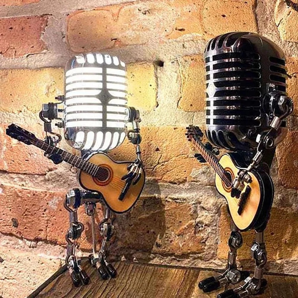 Artisan Robot Lamp with Guitar & Microphone Design