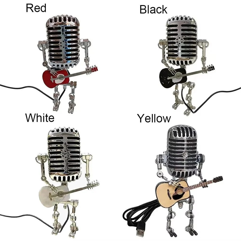 Artisan Robot Lamp with Guitar & Microphone Design