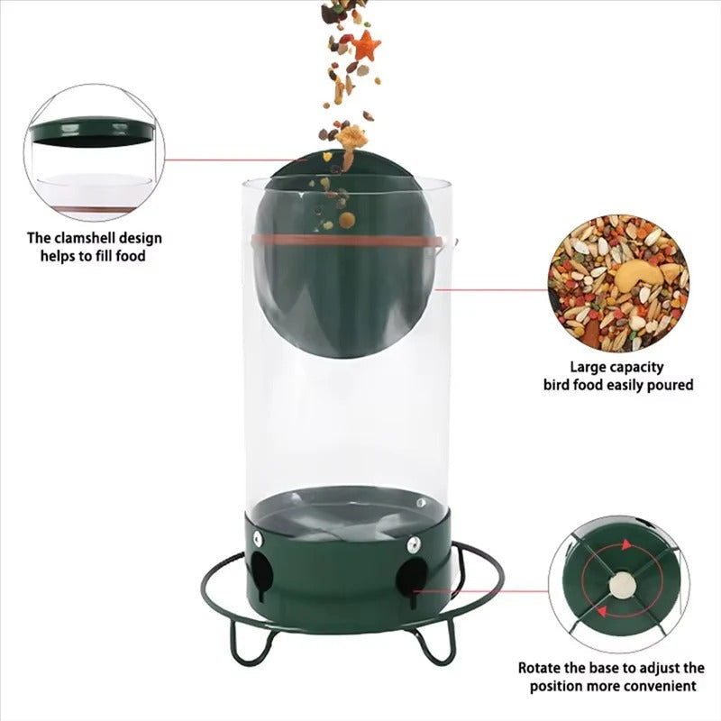 Sturdy Glass-Mounted Bird Feeder with Rotating Perch Feature