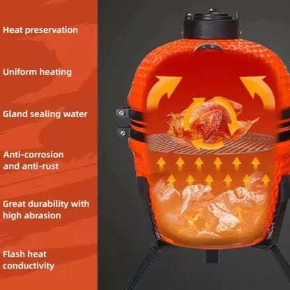 Portable 13-Inch Ceramic Charcoal Grill for Outdoor Cooking