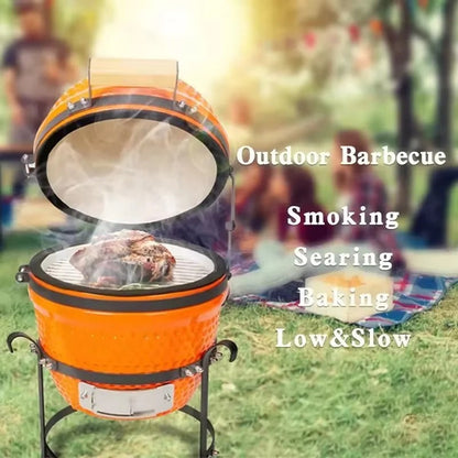 Portable 13-Inch Ceramic Charcoal Grill for Outdoor Cooking