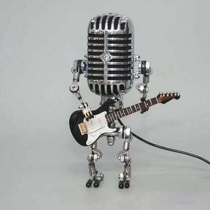 Artistic Robot Lamp with Vintage Microphone Design