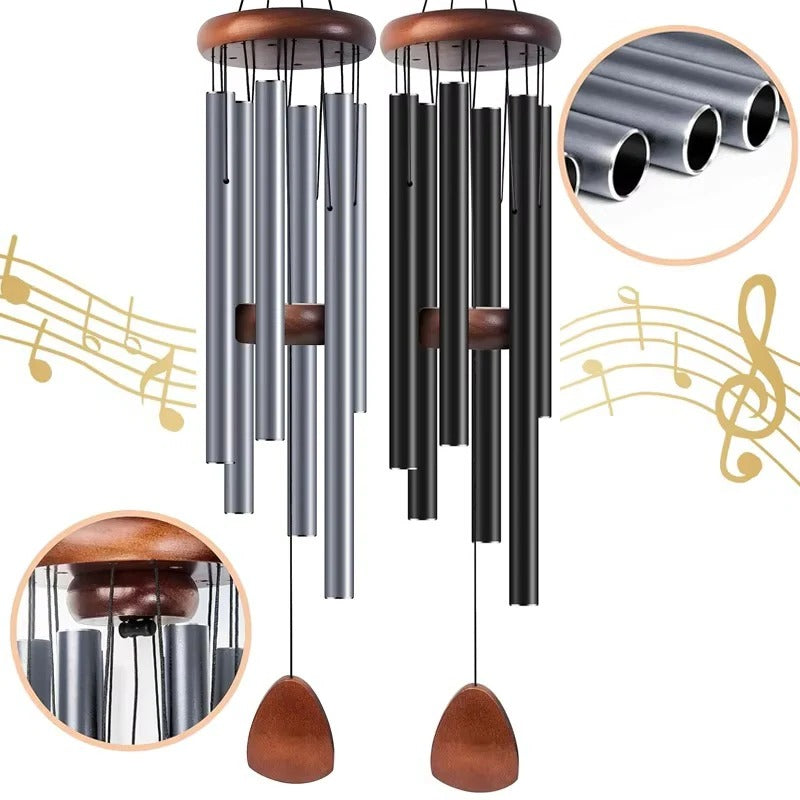 Elegant Aluminum and Wood Outdoor Chime for Gardens