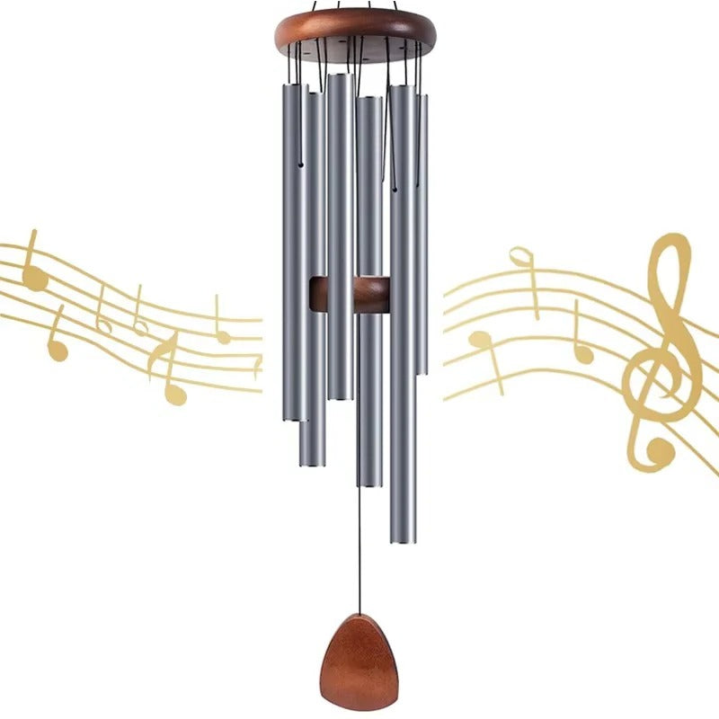 Elegant Aluminum and Wood Outdoor Chime for Gardens