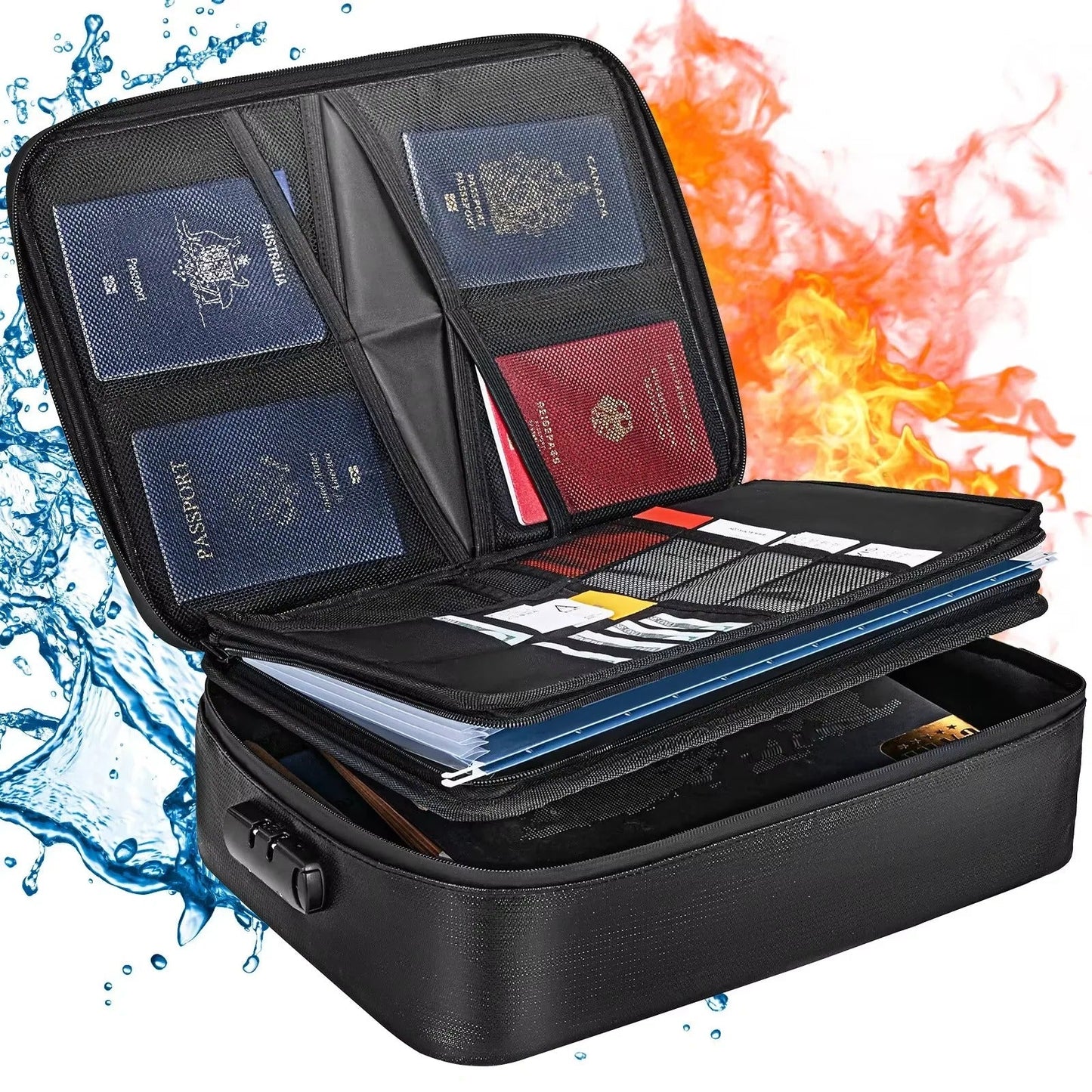 Versatile Travel Document Organizer with Secure Closure
