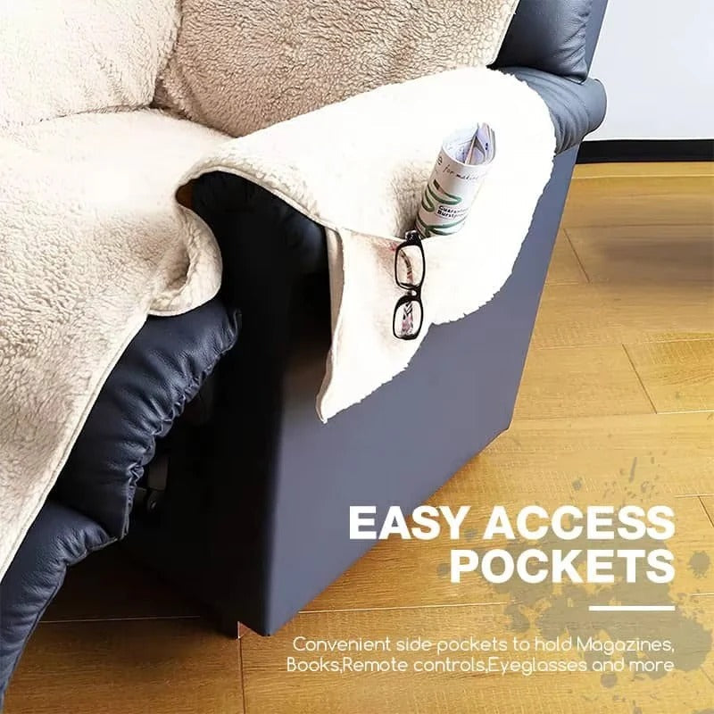 Plush Armchair and Recliner Protector with Secure Grip Backing