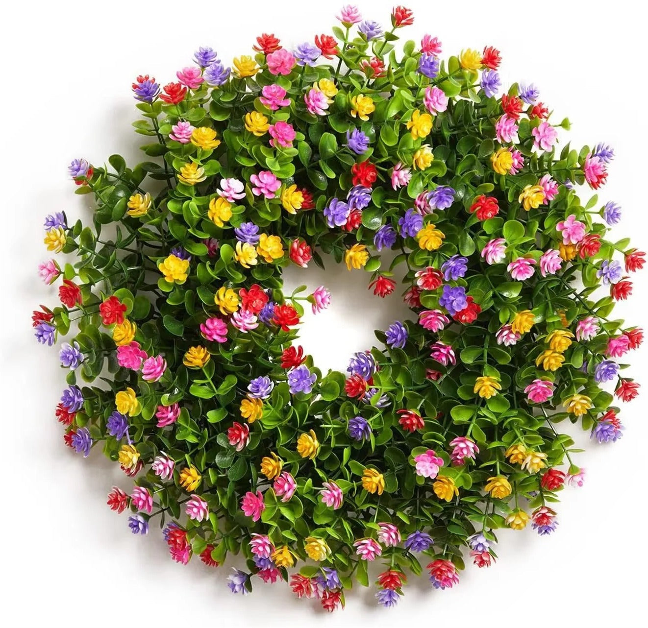 Charming Silk Flower Wreath for Year-Round Home Adornment