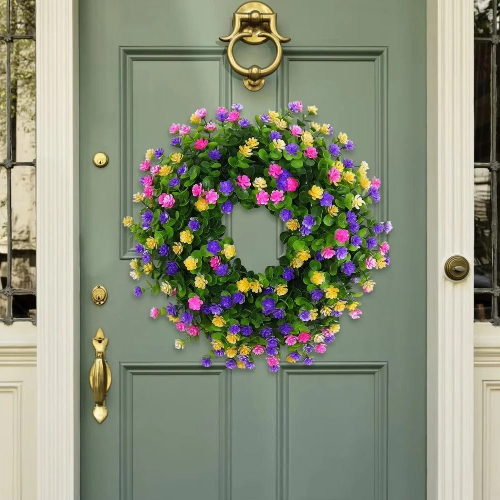 Charming Silk Flower Wreath for Year-Round Home Adornment