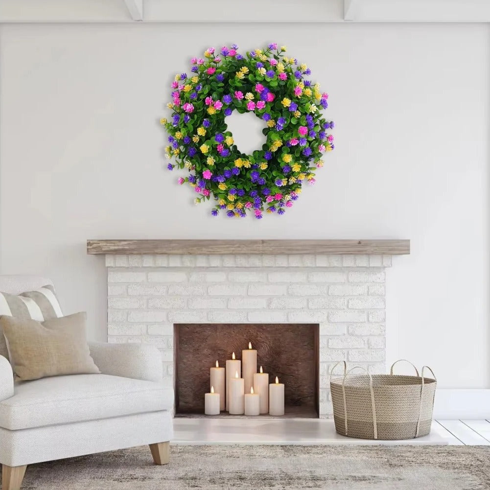 Charming Silk Flower Wreath for Year-Round Home Adornment