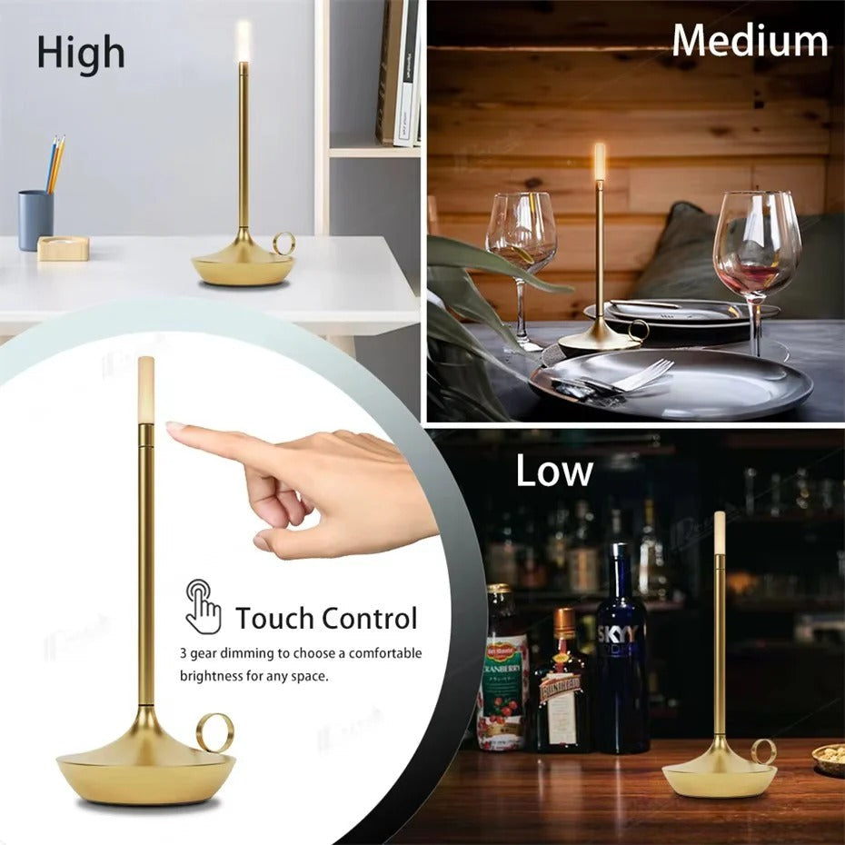 Portable LED Table Lamp with Rechargeable Battery and Elegant Design