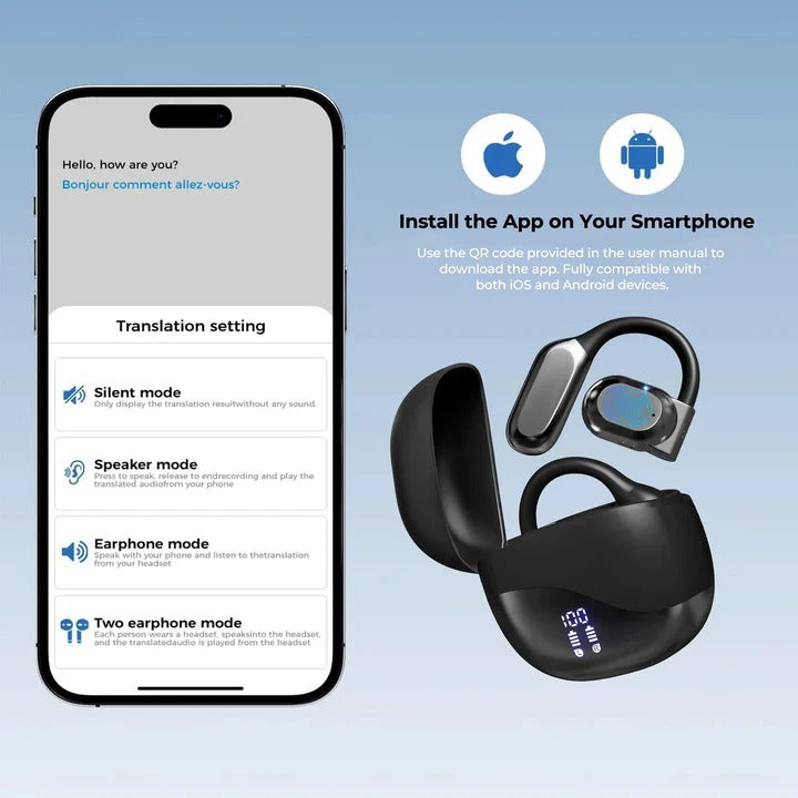 Smart Translation Earbuds with Bluetooth and Charging Case