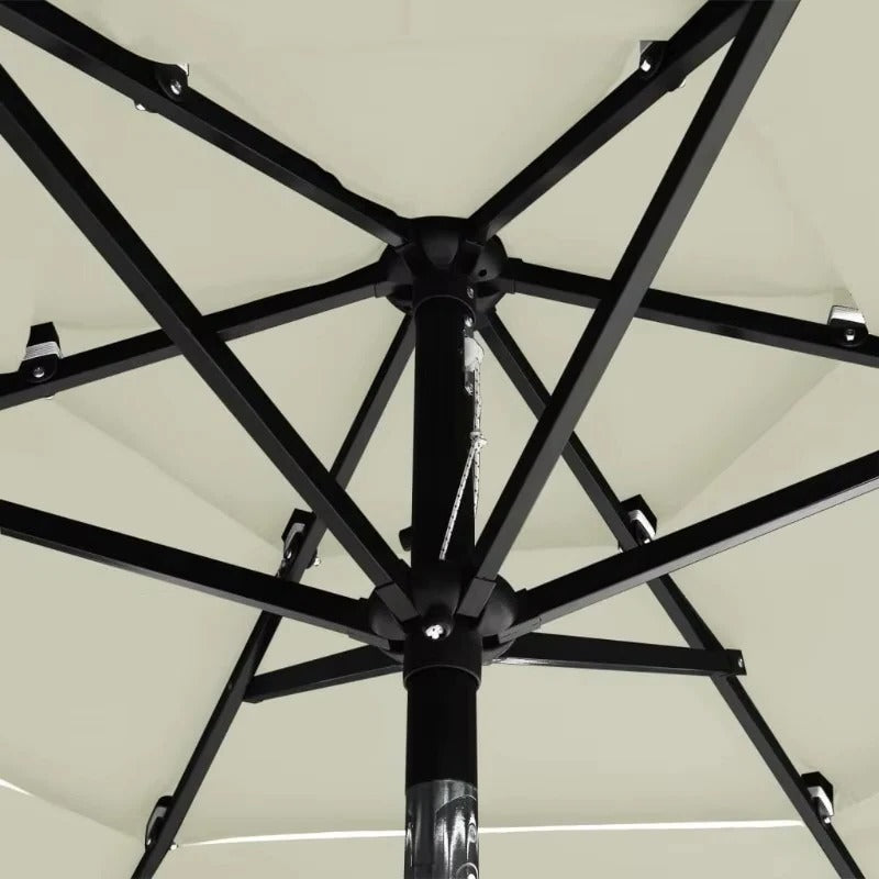 Adjustable Tilt Patio Umbrella with 3-Tier Canopy Design