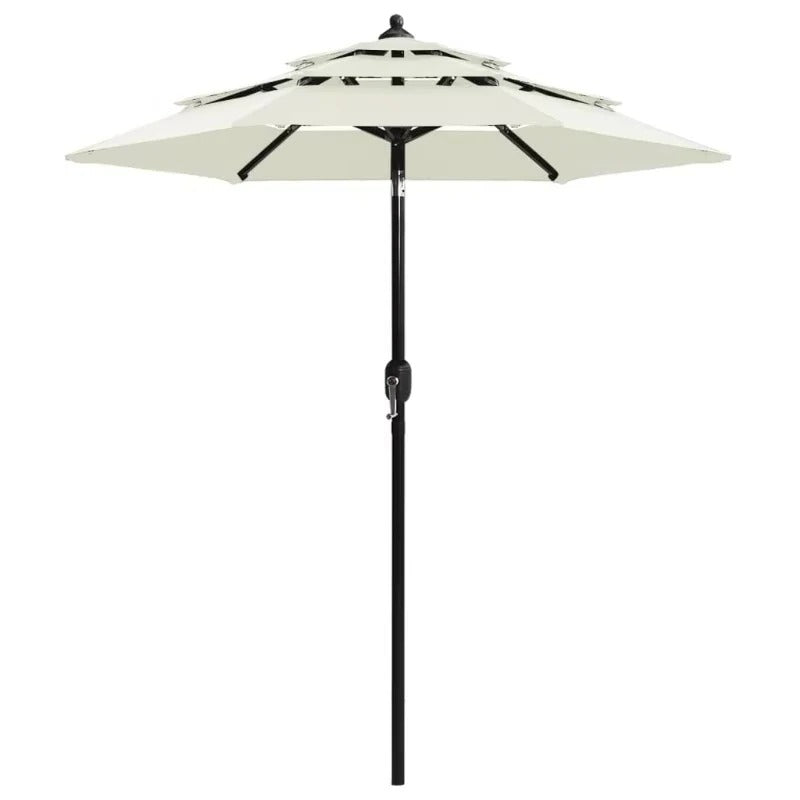 Adjustable Tilt Patio Umbrella with 3-Tier Canopy Design
