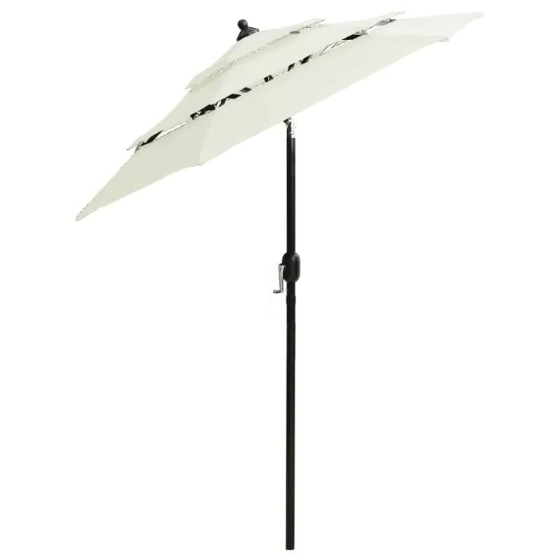 Adjustable Tilt Patio Umbrella with 3-Tier Canopy Design