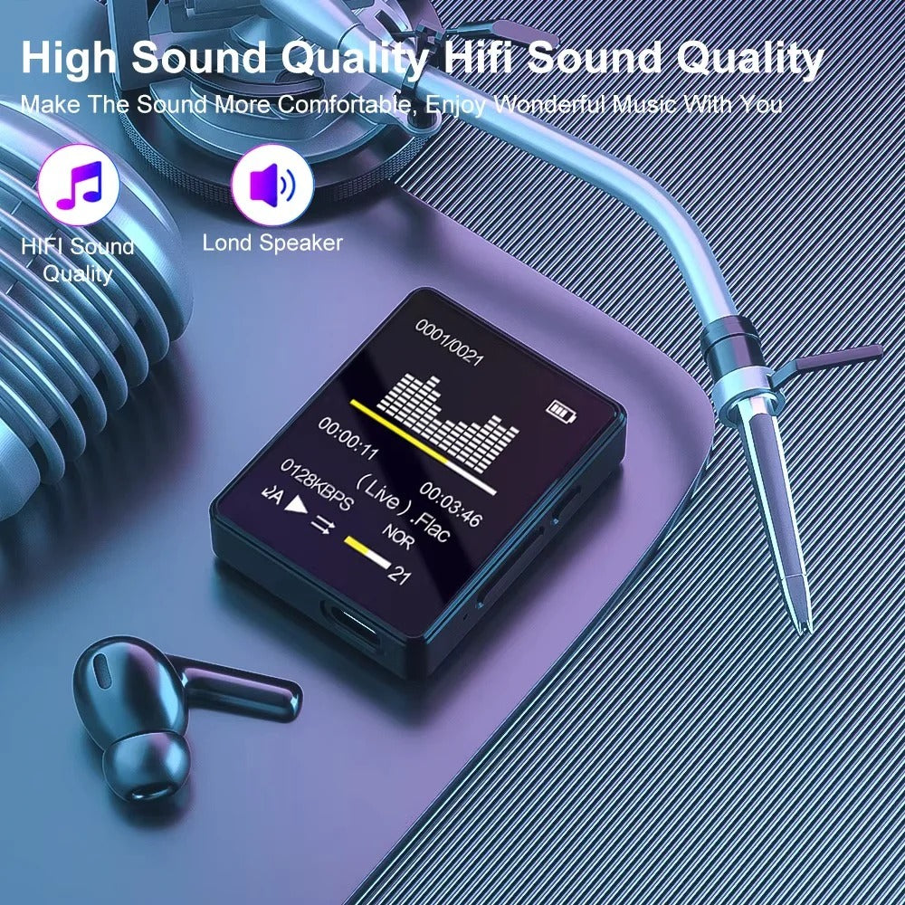 Compact Bluetooth Music Player with LED Display & Video Playback