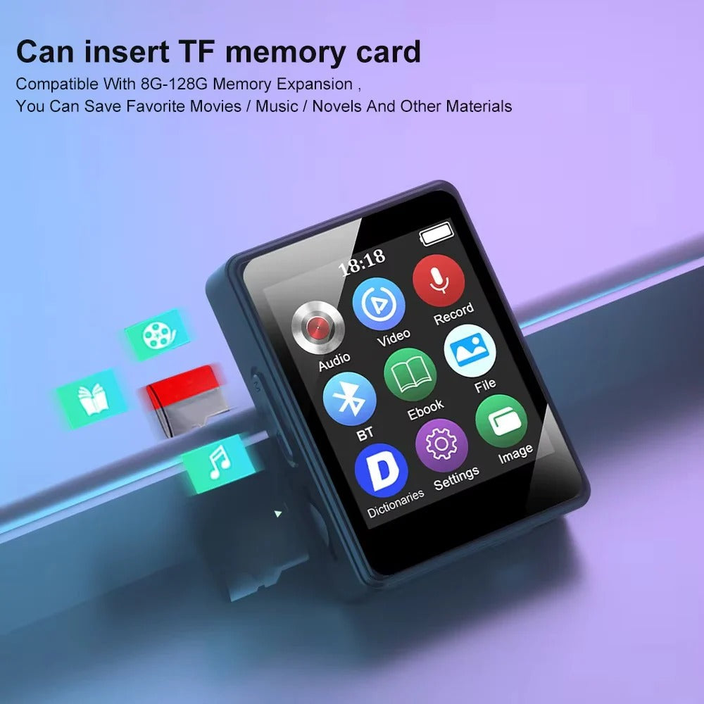 Compact Bluetooth Music Player with LED Display & Video Playback