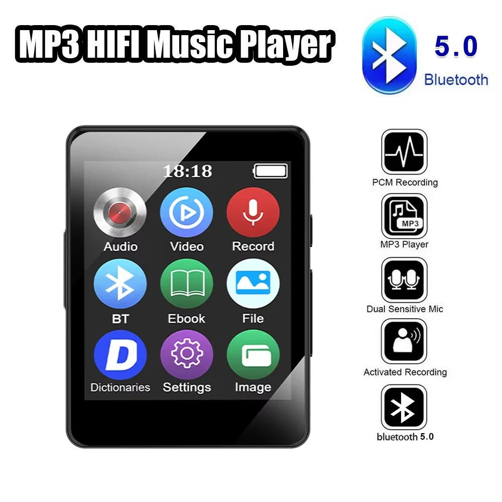 Compact Bluetooth Music Player with LED Display & Video Playback