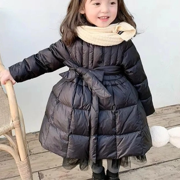 Cozy Girls Winter Jacket with Stylish Hood and Cotton Fill