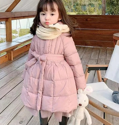 Cozy Girls Winter Jacket with Stylish Hood and Cotton Fill