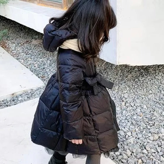 Cozy Girls Winter Jacket with Stylish Hood and Cotton Fill