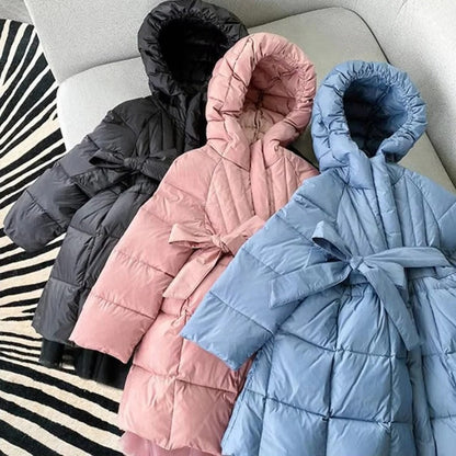 Cozy Girls Winter Jacket with Stylish Hood and Cotton Fill