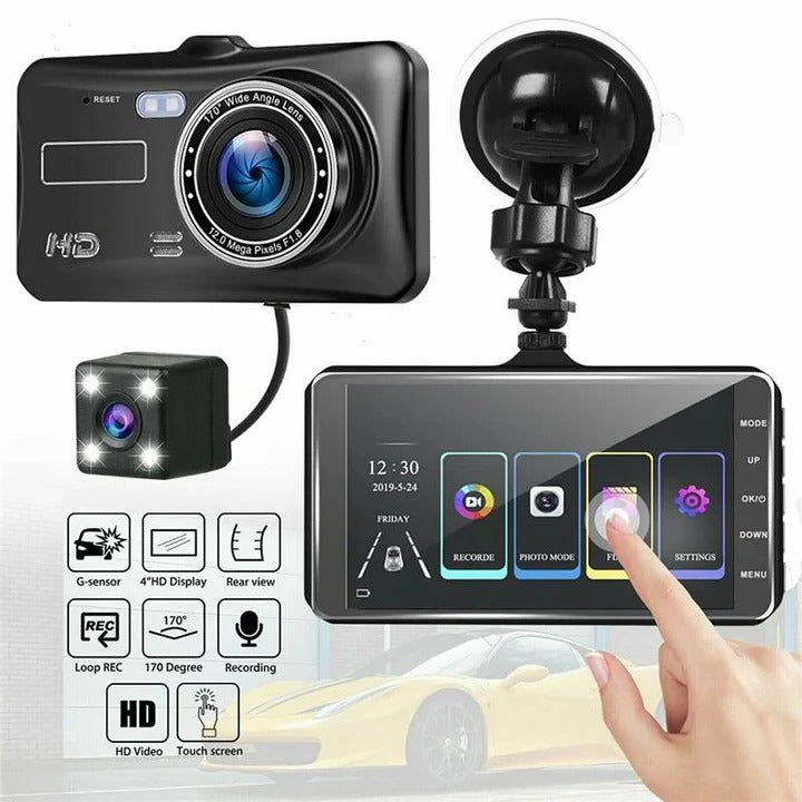 Comprehensive Dual Camera Recorder with 1080P Clarity and 4" Display
