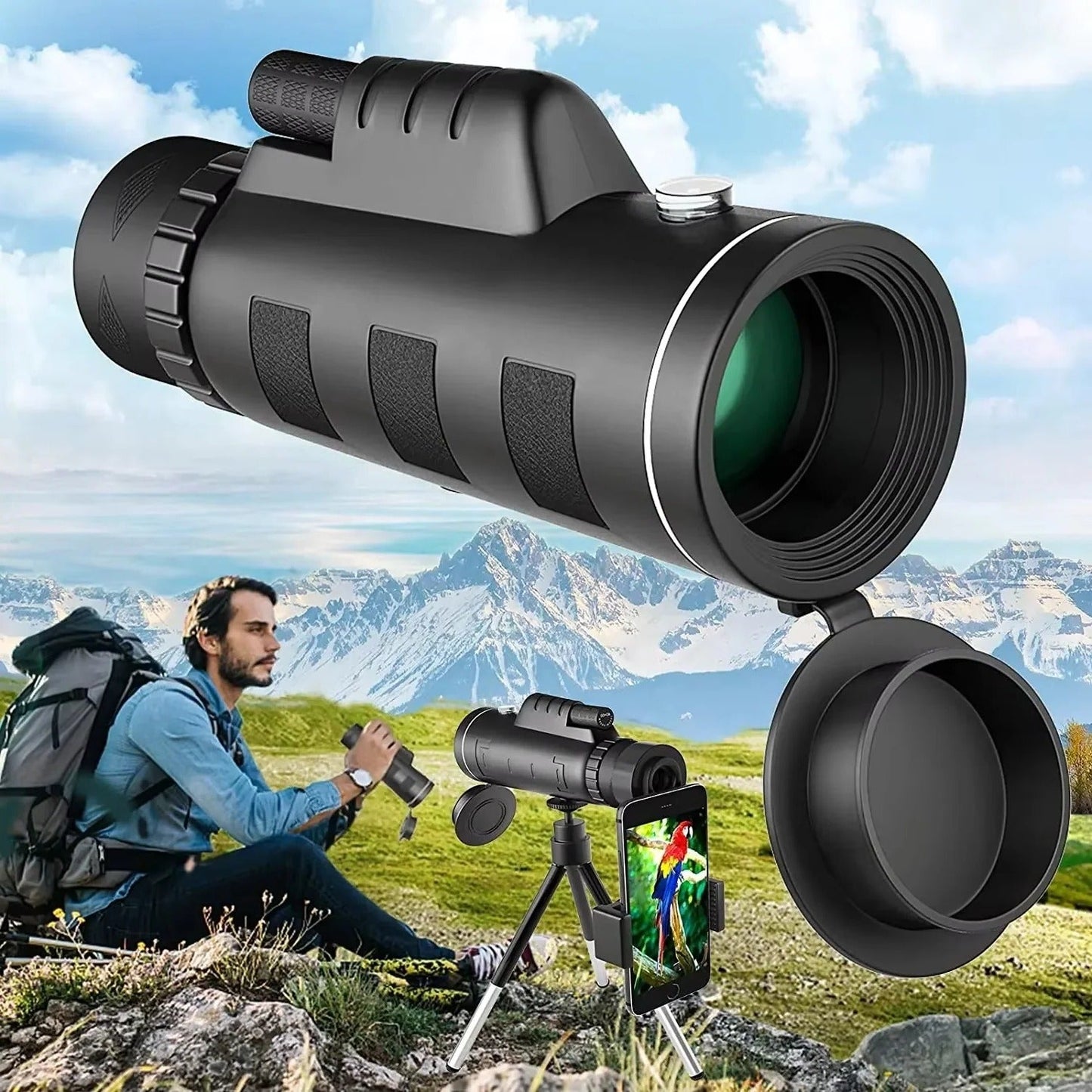 Versatile Monocular Telescope for Nature Lovers, 40x60 Zoom with Smartphone Adapter