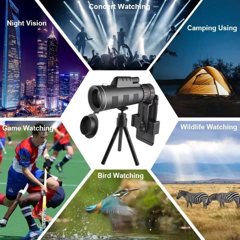 Versatile Monocular Telescope for Nature Lovers, 40x60 Zoom with Smartphone Adapter