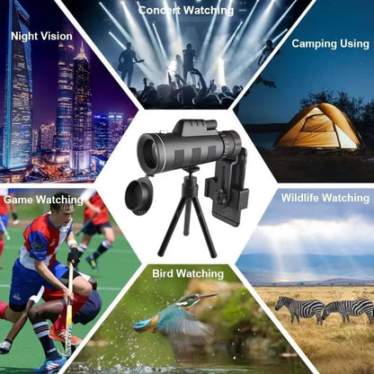 Versatile Monocular Telescope for Nature Lovers, 40x60 Zoom with Smartphone Adapter