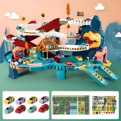 Jurassic Adventure Race Track Set with 8 Cars and Features