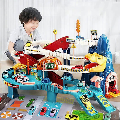 Jurassic Adventure Race Track Set with 8 Cars and Features