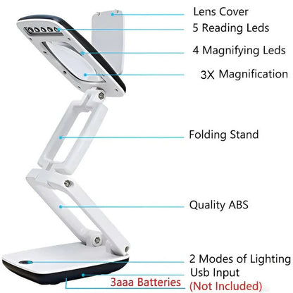 Illuminated Floor Magnifier with 3x Zoom for Effortless Reading