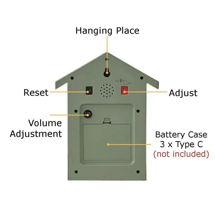 Charming Wall Clock with Adjustable Bird Call Feature
