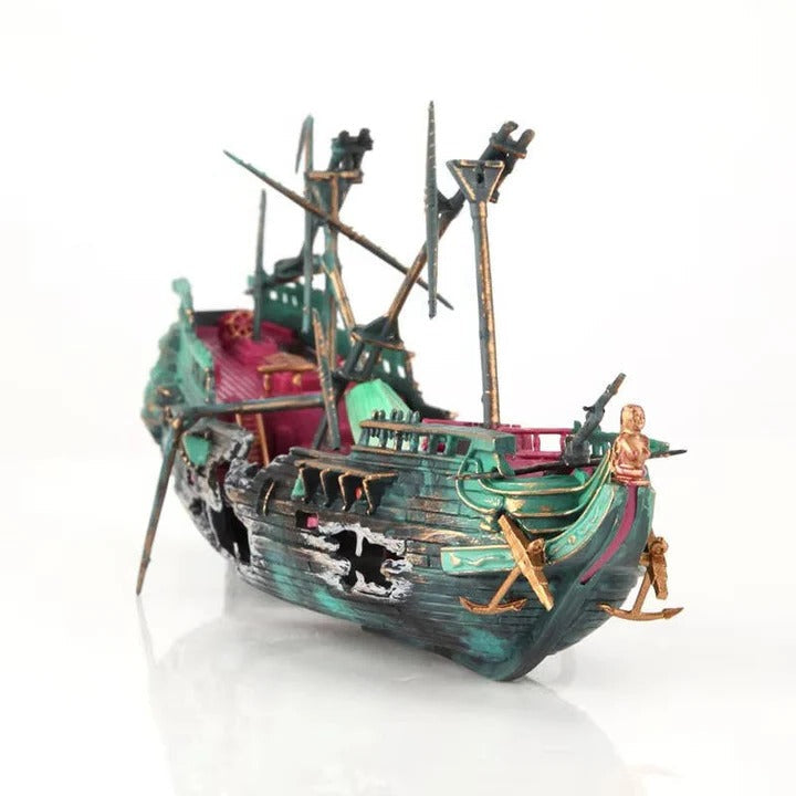 Underwater Treasure Ship Aquarium Ornament with Bubble Feature