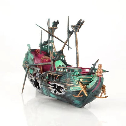Underwater Treasure Ship Aquarium Ornament with Bubble Feature