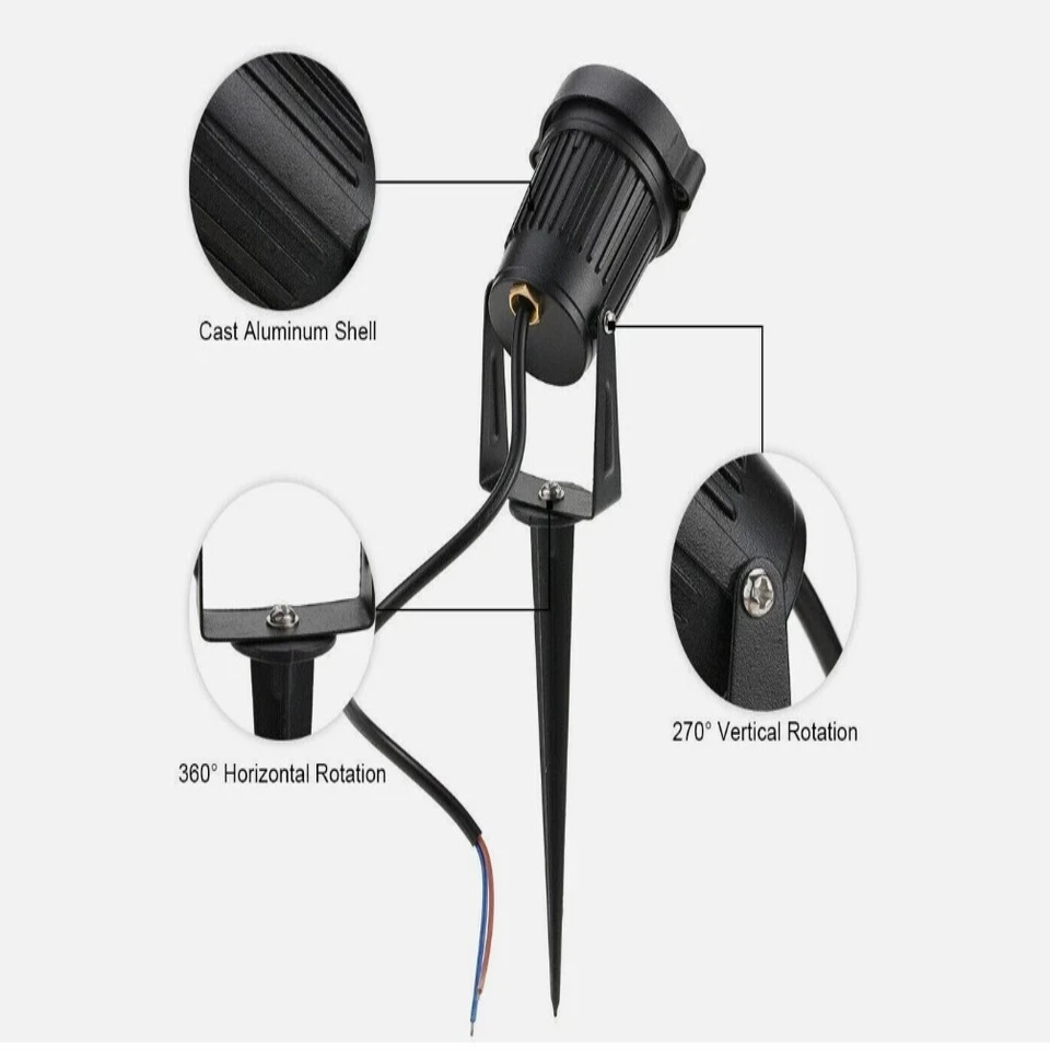Brighten Your Outdoors with 12V Adjustable LED Spotlights - 10 Pack
