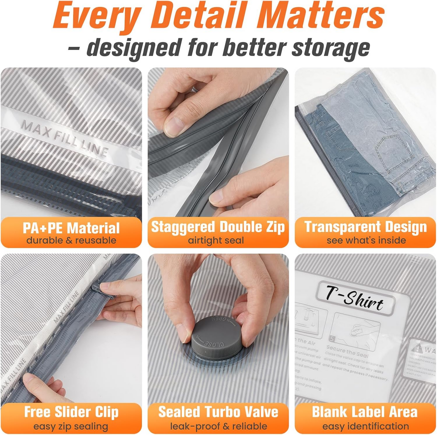 Space-Saving Vacuum Storage Bags with Cordless Pump, 15-Piece Set