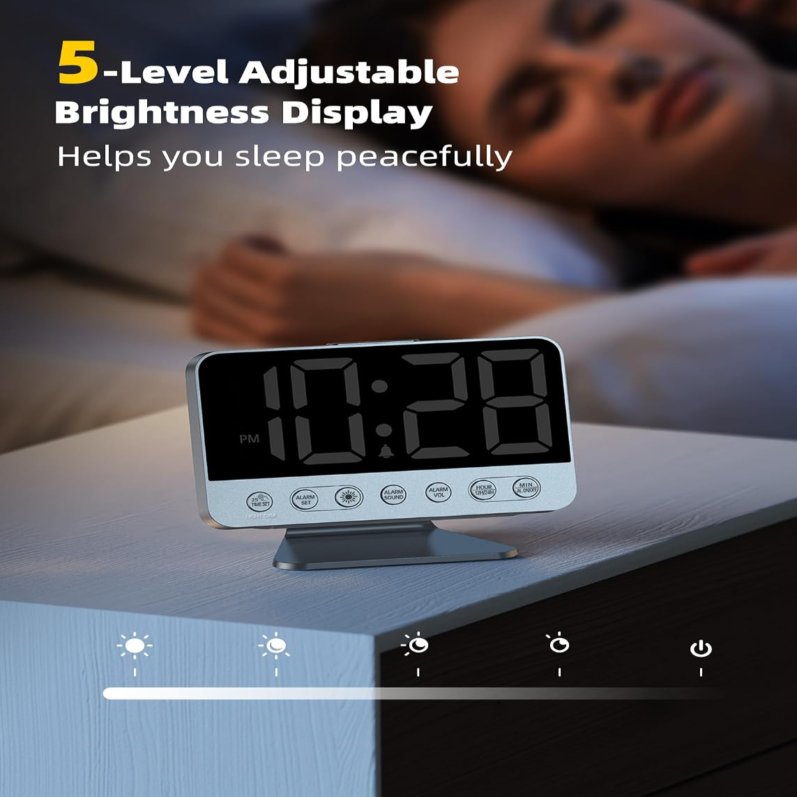 Smart Alarm Clock with Battery Backup and USB Charging Port